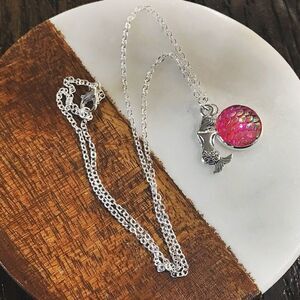 Pink & Silver Mermaid Coastal Beach Dainty Necklace Summer Mythical Short Layer
